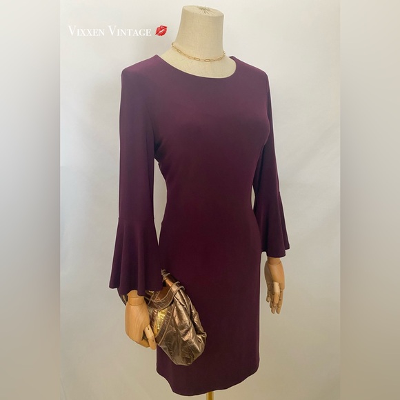Tommy Hilfiger Dresses & Skirts - TOMMY HILFIGER 'BELL SLEEVE SHEATH DRESS' IN AUBERGINE